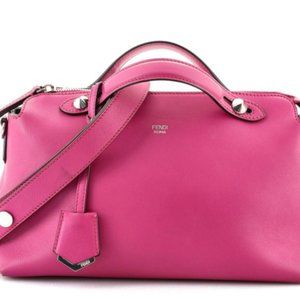 Auth Fendi By The Way Satchel Calfskin Small Pink